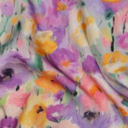 Viskosesatin Digital Blumen - LAVENDER