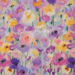Viskosesatin Digital Blumen - LAVENDER
