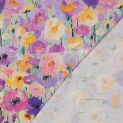 Viskosesatin Digital Blumen - LAVENDER