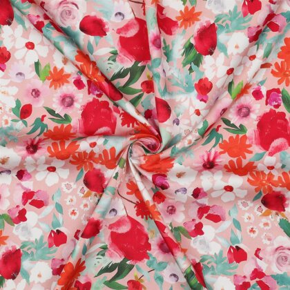 Viskosesatin Digital Blumen - LIGHT PINK