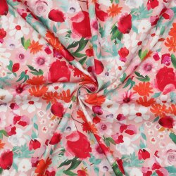 Viskosesatin Digital Blumen - LIGHT PINK