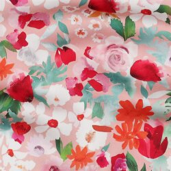 Viskosesatin Digital Blumen - LIGHT PINK