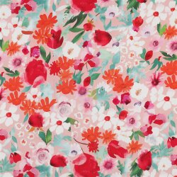 Viskosesatin Digital Blumen - LIGHT PINK