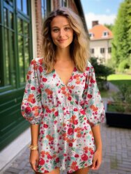 Viskosesatin Digital Blumen - LIGHT PINK