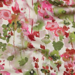 Viskosesatin Digital Blumen - ECRU