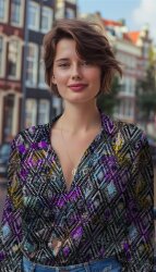 Baumwollsatin Digital Rauten - dunkelblau