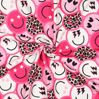 French Terry Digital Leo Smilys - pink