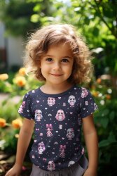 Baumwolljersey Digital Regenbogen Puppen - weiß