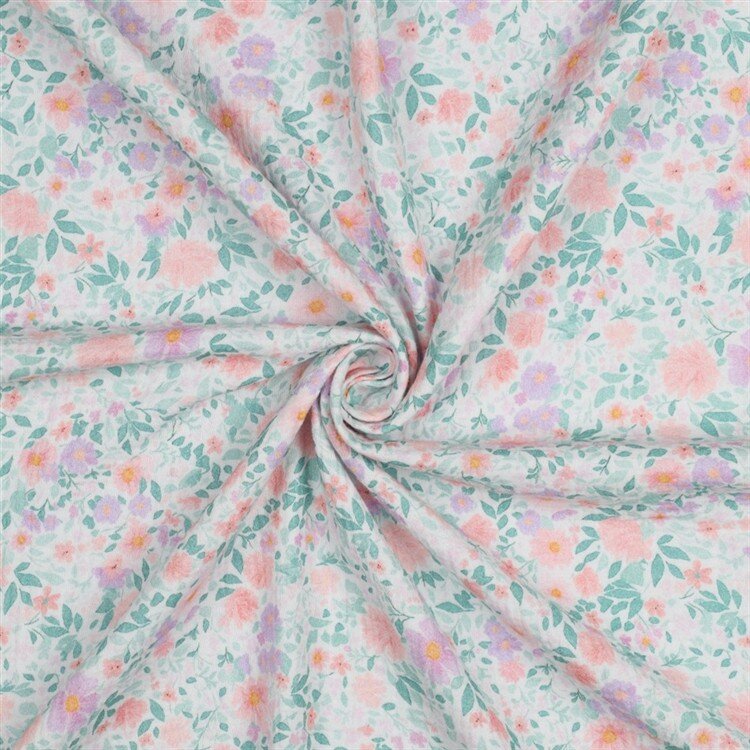 Musselin Digital Blümchen - weiß