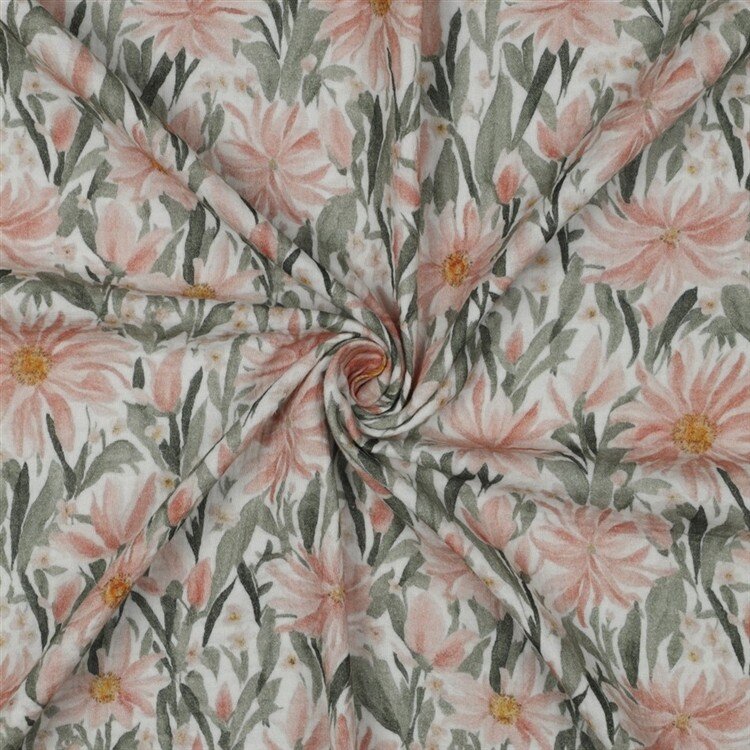 Musselin Digital Blumenwiese - weiß