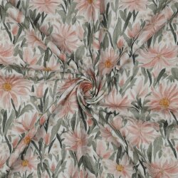 Musselin Digital Blumenwiese - weiß