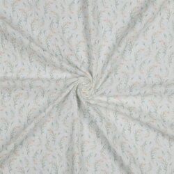 Musselin Digital zarte Blätter - weiß