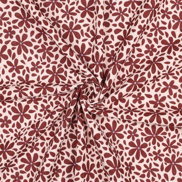 Musselin Blütenregen - dunkelrot/pfirsich