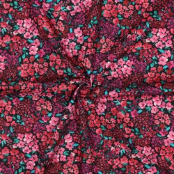 Baumwollpopeline Digital Blumen - schwarz