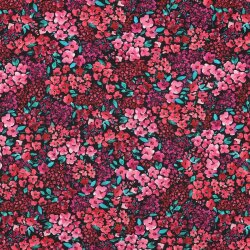 Baumwollpopeline Digital Blumen - schwarz