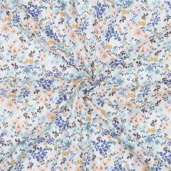Baumwollvoile Digital Blumen - jeansblau