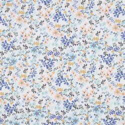 Baumwollvoile Digital Blumen - jeansblau