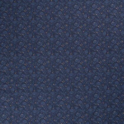 0,8 Meter - Baumwollpopeline Weihnachten metallic Verzierung indigo