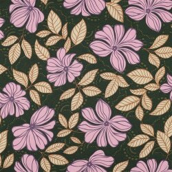 Baumwollsatin Blumen Punkte - dunkelgrün