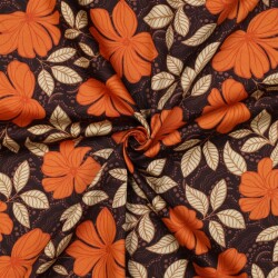 Baumwollsatin Blumen - DARK BROWN