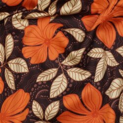 Baumwollsatin Blumenranken - pink/dunkelrot