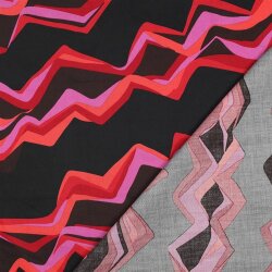 Baumwollsatin ZickZack Streifen - pink/dunkelrot