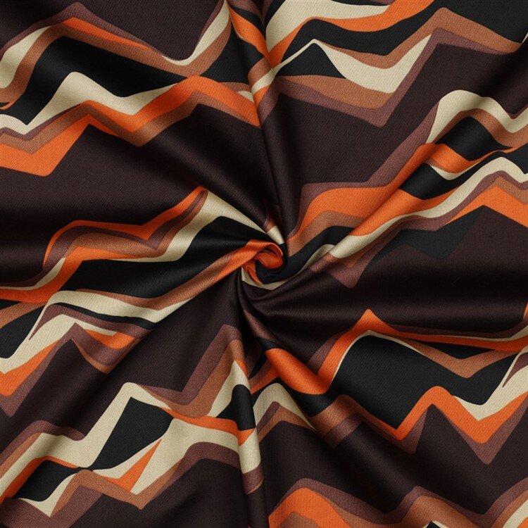 Baumwollsatin ZickZack Streifen - dunkelbraun