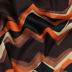 Baumwollsatin ZickZack Streifen - dunkelbraun