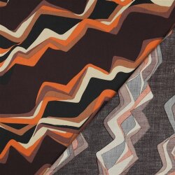 Baumwollsatin ZickZack Streifen - dunkelbraun