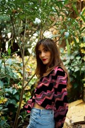 Baumwollsatin ZickZack Streifen - dunkelbraun