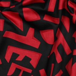 Baumwollsatin GEOMETRIC - DARK RED