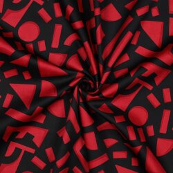 Baumwollsatin GEOMETRIC - DARK RED