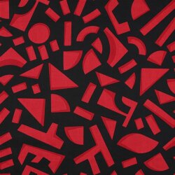 Baumwollsatin Geometrische Formen - dunkelrot