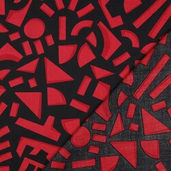 Baumwollsatin Geometrische Formen - dunkelrot