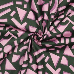 Baumwollsatin Geometrische Formen - dunkelgrün