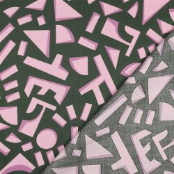 Baumwollsatin Geometrische Formen - dunkelgrün