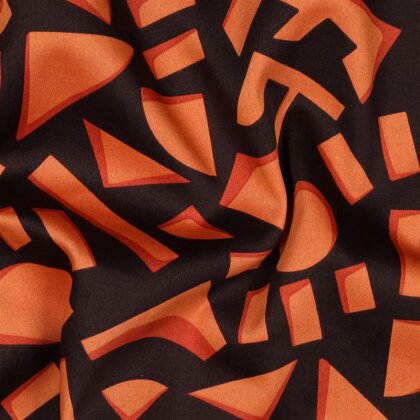 Baumwollsatin GEOMETRIC - DARK BROWN