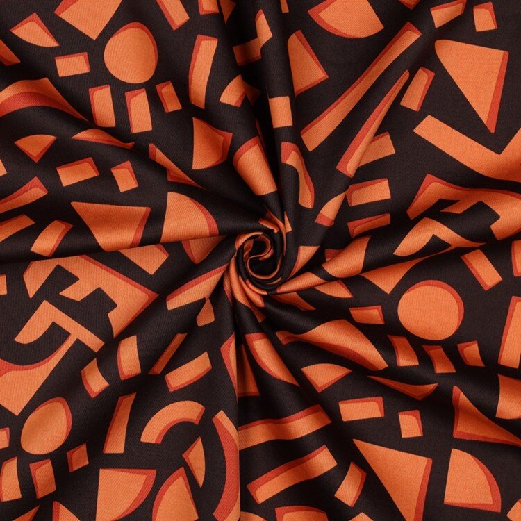 Baumwollsatin Geometrische Formen - dunkelbraun