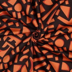 Baumwollsatin Geometrische Formen - dunkelbraun