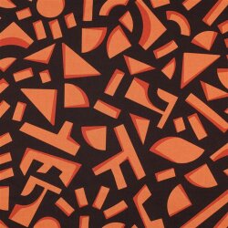 Baumwollsatin Geometrische Formen - dunkelbraun