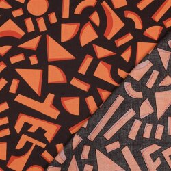 Baumwollsatin Geometrische Formen - dunkelbraun