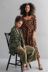 Baumwollsatin Geometrische Formen - dunkelbraun