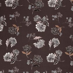 0,5 Meter - Viskose Crêpe Blumen braun