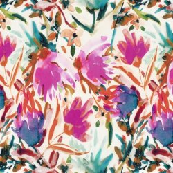 Viskose Popeline Digital Blumenkunst - creme