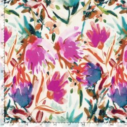 Viskose Popeline Digital Blumenkunst - creme