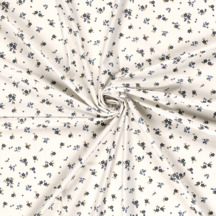 Funktions und Badeanzugstoff Recycled LSF50 blaue Blümchen - creme