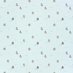 Funktions und Badeanzugstoff Recycled LSF50 bunte Segelboote - hellblau