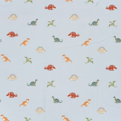 Funktions und Badeanzugstoff Recycled LSF50 bunte Dinos - babyblau