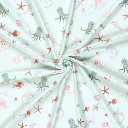 Funktions und Badeanzugstoff Recycled LSF50 Delfine im Meer - softmint