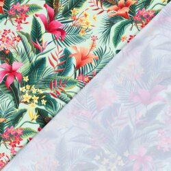 Funktions und Badeanzugstoff Recycled LSF50 exotische Pflanzen - mint